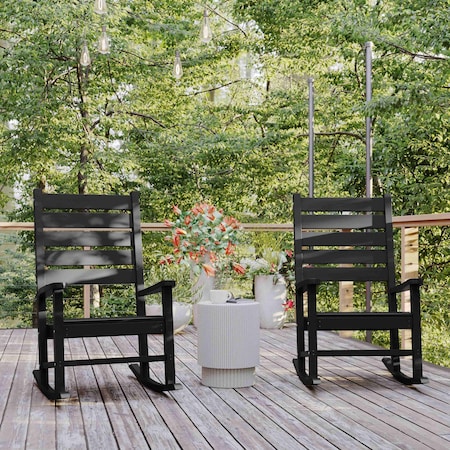 Flash Furniture Black All-Weather Outdoor Rocking Chair, 2PK 2-LE-HMP-2002-110-BK-GG